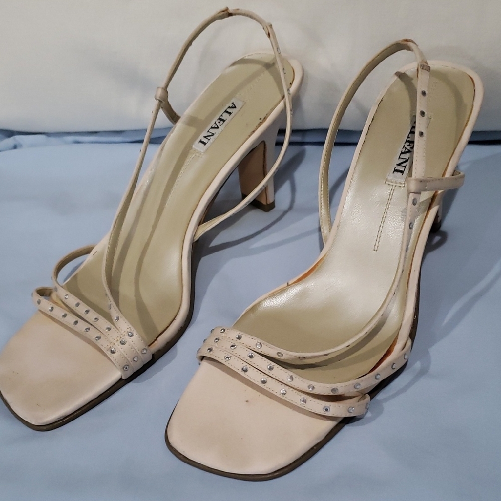 Alfani Cream Strappy Heels with Studded Detail